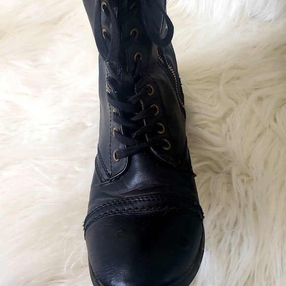 Black jepson rampage faux leather combat boots - Picture 5 of 7